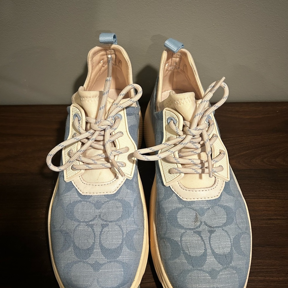 COACH Blue and Cream Sneakers